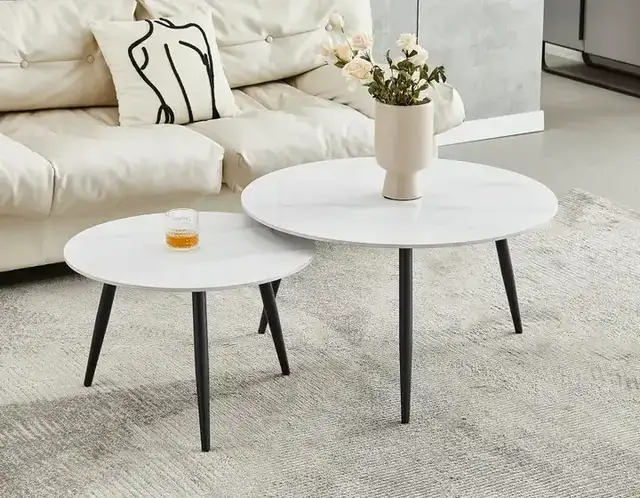 IF 2210 - 2Pc Coffee Table Set (Snowy White Stone)