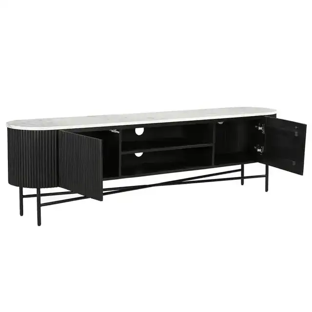 Reyna Media Cabinet, 71" in Black and White