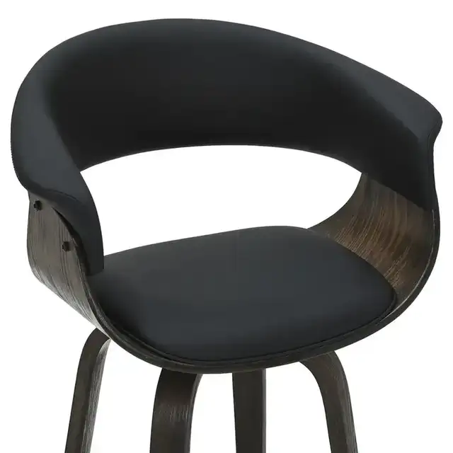 Holt 26" Counter Stool with Swivel, Set of 2 in Black and Walnut