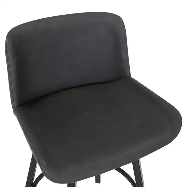 Fern 26" Counter Stool with Swivel, Set of 2 in Vintage Charcoal PU and Black