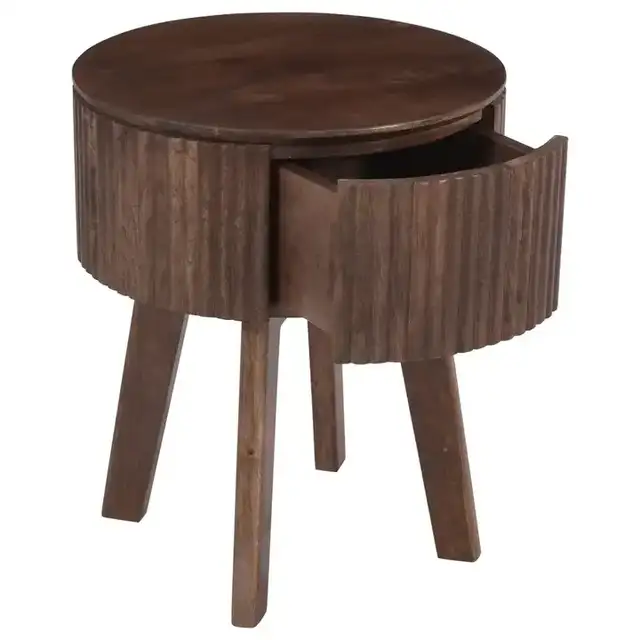 Balark Round 1 Drawer Accent Table in Walnut