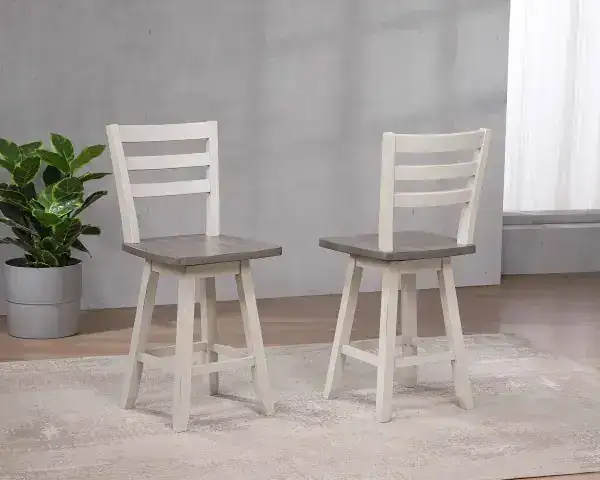 COUNTER STOOL, SET OF 2 - GREY/WHITE