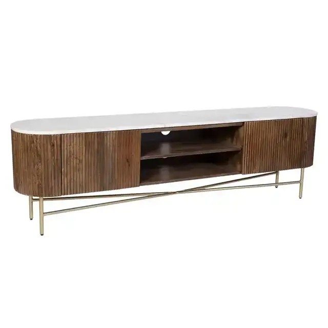 Reyna Media Cabinet, 71" in Walnut and White