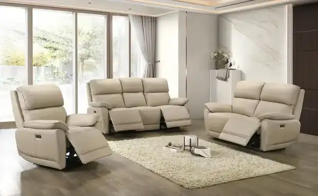 IF 8172 (Cream Leather Match) - 3Pc Power Recliner Set