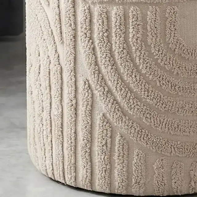 Lullu Round Storage Ottoman in Beige