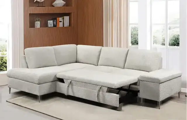 IF 9023 - LHF Sofabed Sectional (Grey Boucle)