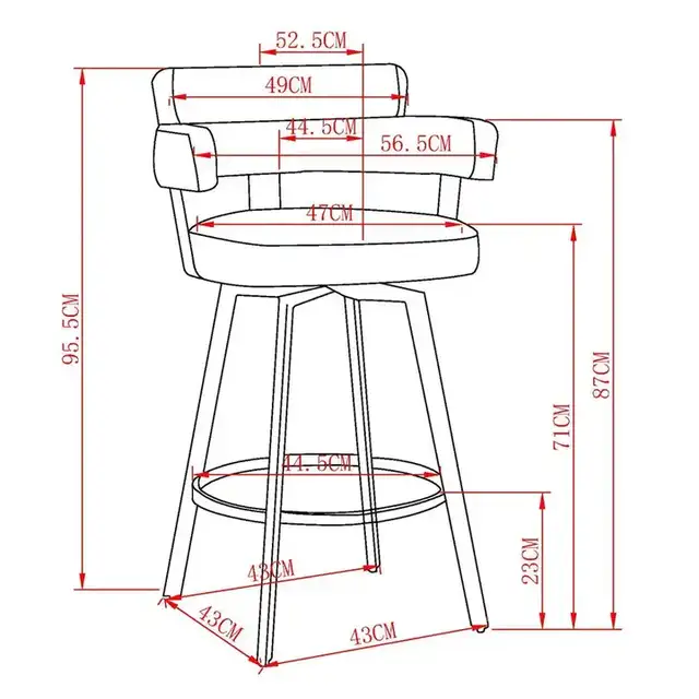 Oberon 26" Counter Stool with Swivel, Set of 2 in Charcoal and Black