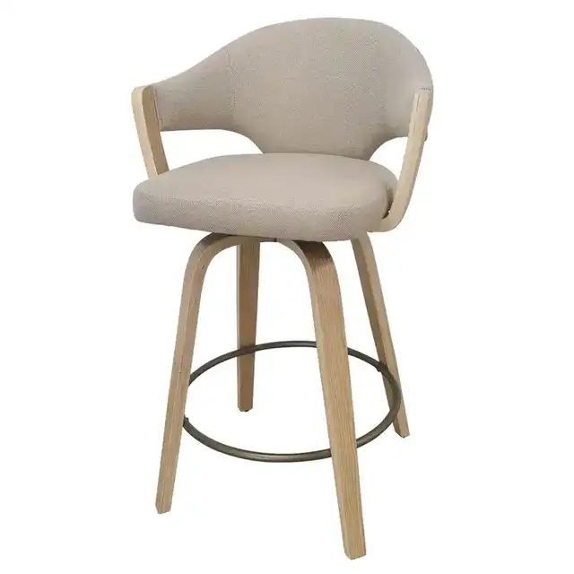 Freya 26" Counter Stool with Swivel, Set of 2 in Toffee and Natural