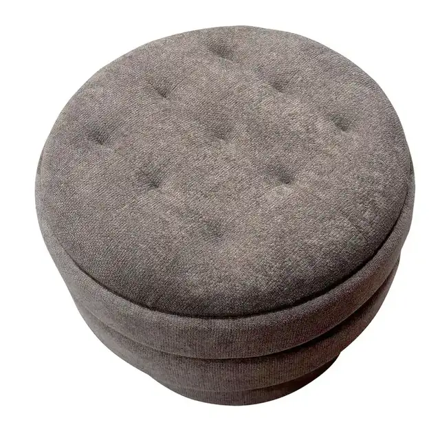 Kepler Round Storage Ottoman in Warm Charcoal