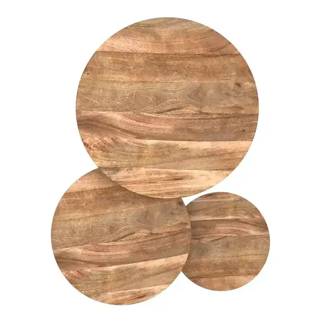 Darsh 3pc Round Coffee Table Set in Natural and Black