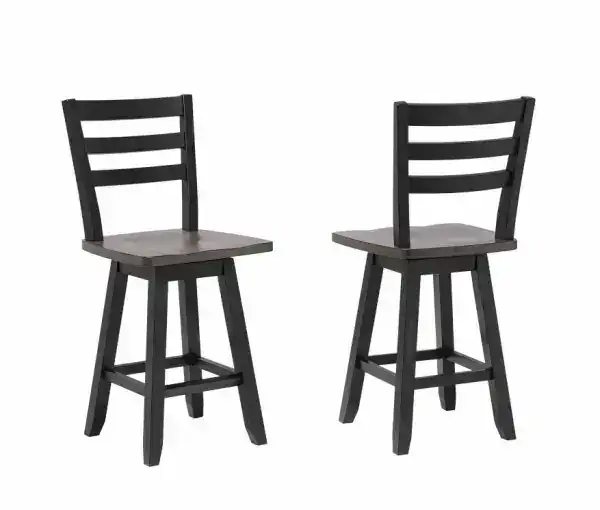 COUNTER STOOL, SET OF 2 - OAK/DARK GREY (OPEN BOX)