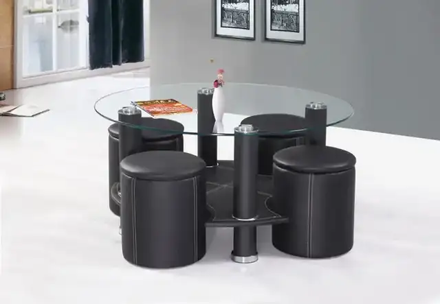 IF 2057 - Coffee Table & 4 Stools (Black)