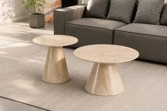 IF 2202 - 2Pc Coffee Tbl Set (Lt Travertine Stone)