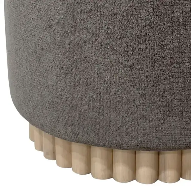 Sadie Round Storage Ottoman in Warm Charcoal and Natural
