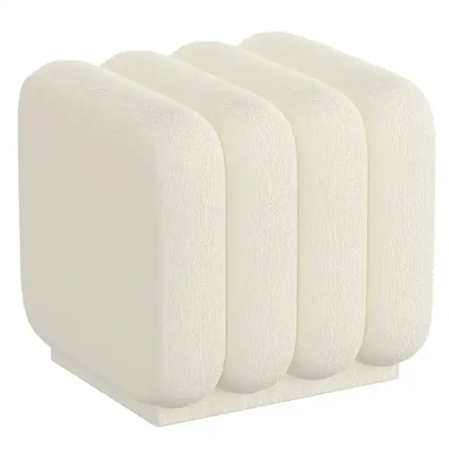 Rigel Small Square Ottoman in Ivory