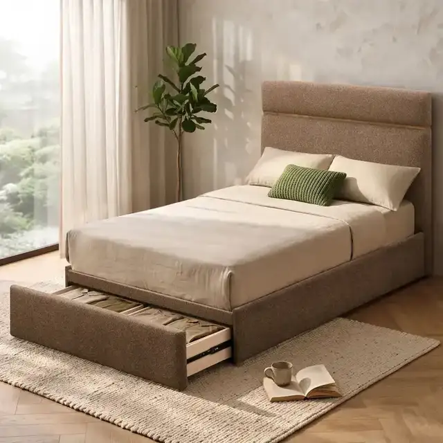 Aniza Platform Bed with Drawer in Brown
