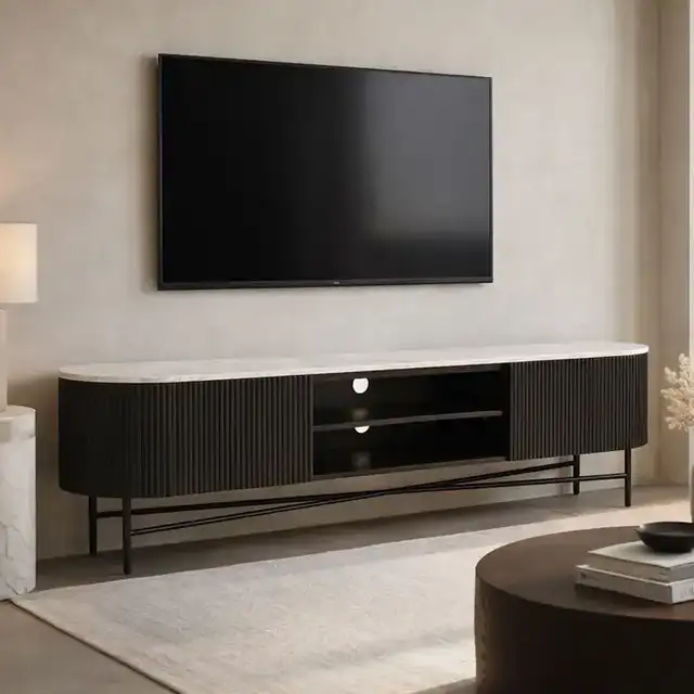 Reyna Media Cabinet, 71" in Black and White