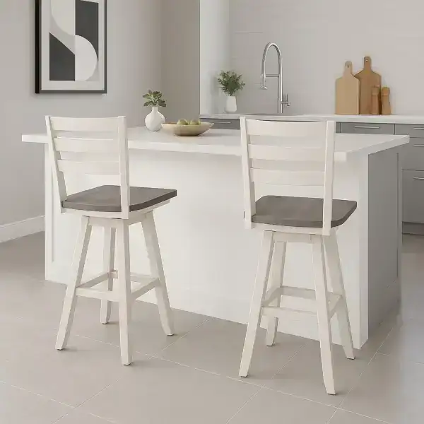 COUNTER STOOL, SET OF 2 - GREY/WHITE