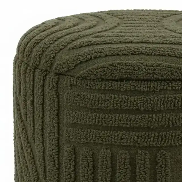 Lullu Round Storage Ottoman in Olive Green