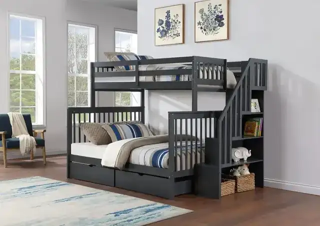 B 1851 - 39"/54" Bunk (Grey)(Reversible stairs)