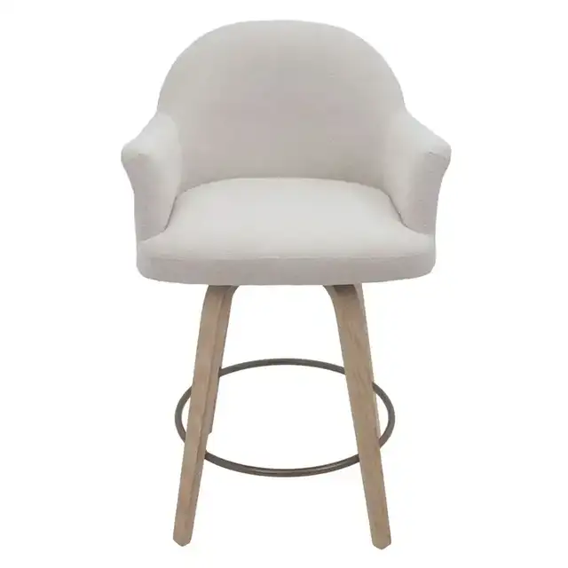 Torra 26" Counter Stool with Swivel, Set of 2 in Oat and Washed Oak