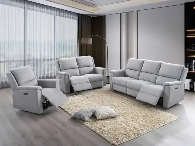 IF 8155 (Grey Fabric) - 3Pc Power Recliner Set