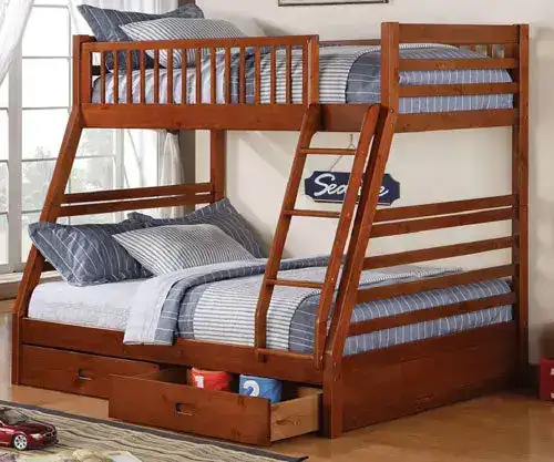 B 117 Single/Double Bunk Bed (Includes Set of Drawers) - Honey