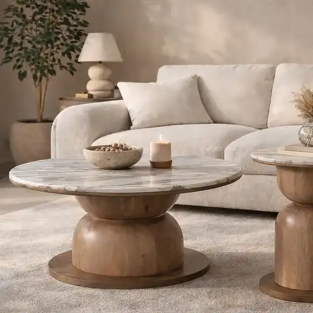 Martina Round Coffee Table in Walnut