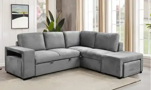 IF 9035 - RHF Sofabed Sectional (Grey Fabric)