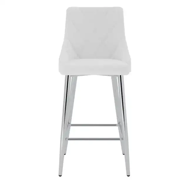 Devo 26" Counter Stool, Set of 2 in White and Chrome