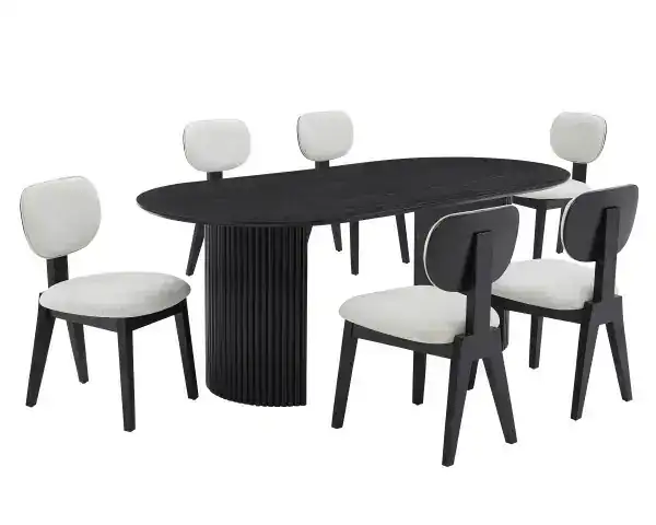 7-PIECE DINING SET - BLACK
