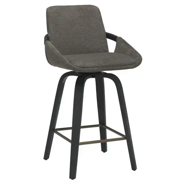 Parker 26" Counter Stool with Swivel, Set of 2 in Charcoal and Black