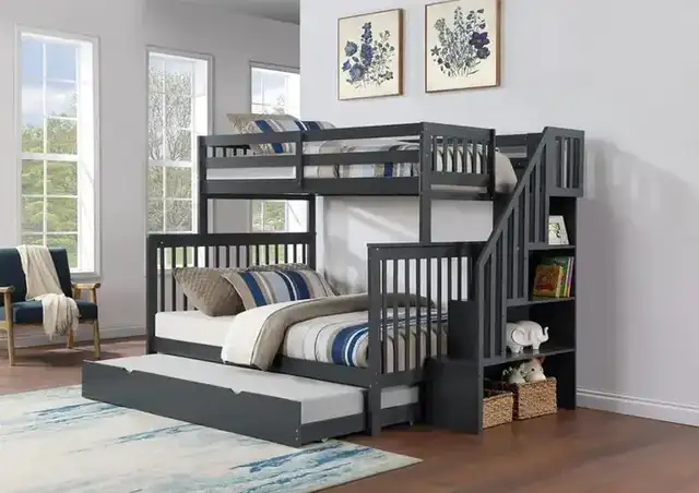 B 1851 - 39"/54" Bunk (Grey)(Reversible stairs)