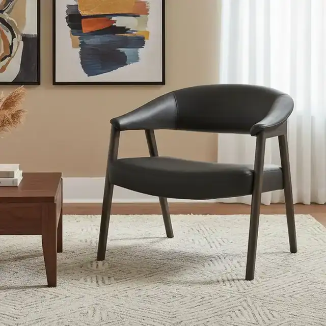 Bexley Accent Chair in Black and Dark Walnut