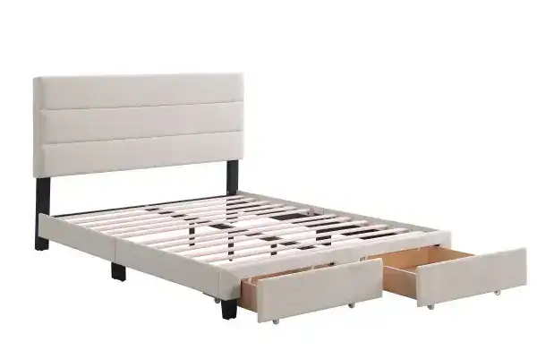 FULL PLATFORM STORAGE BED - BEIGE
