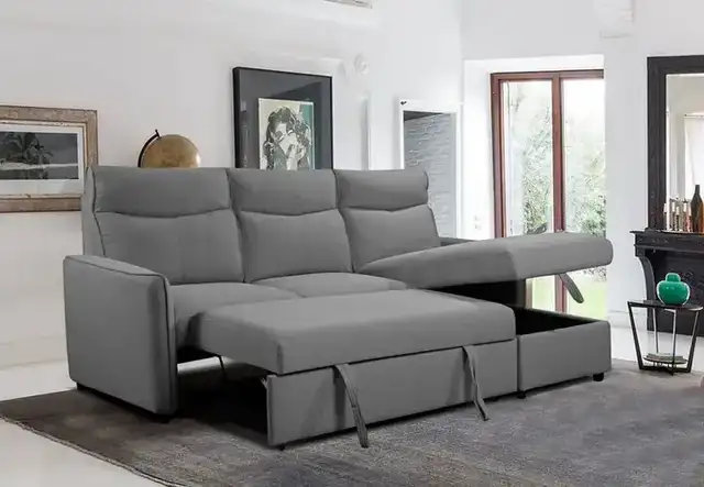 IF 9027 - Sofabed Sect. w/ Rev. Chaise (Grey Fabric)