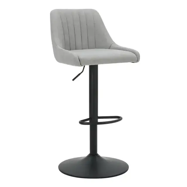 Kron Air-Lift Stool, Set of 2 in Grey Fabric and Black