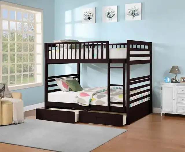 B 115 Double/Double Bunk Bed (Includes Set of Drawers) - Espresso