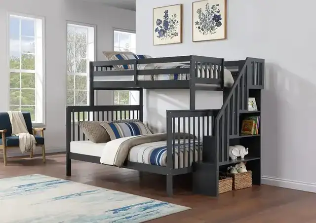 B 1851 - 39"/54" Bunk (Grey)(Reversible stairs)