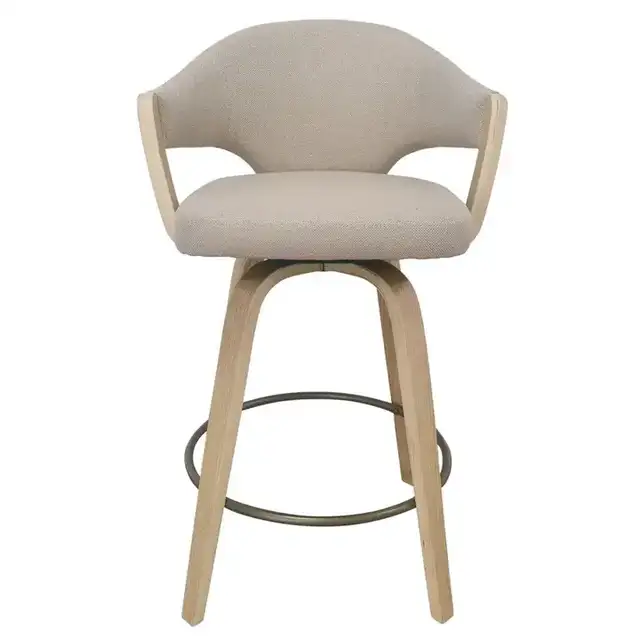 Freya 26" Counter Stool with Swivel, Set of 2 in Toffee and Natural