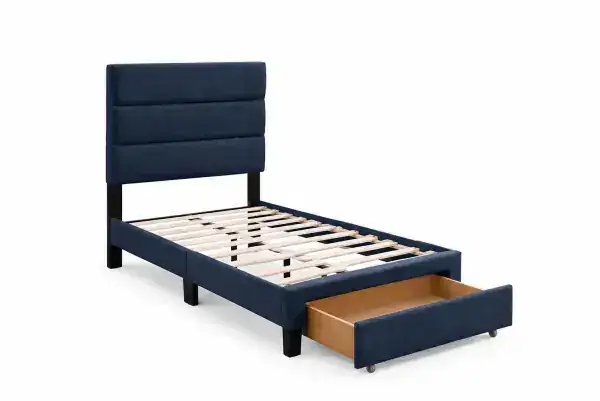 TWIN PLATFORM STORAGE BED - BLUE