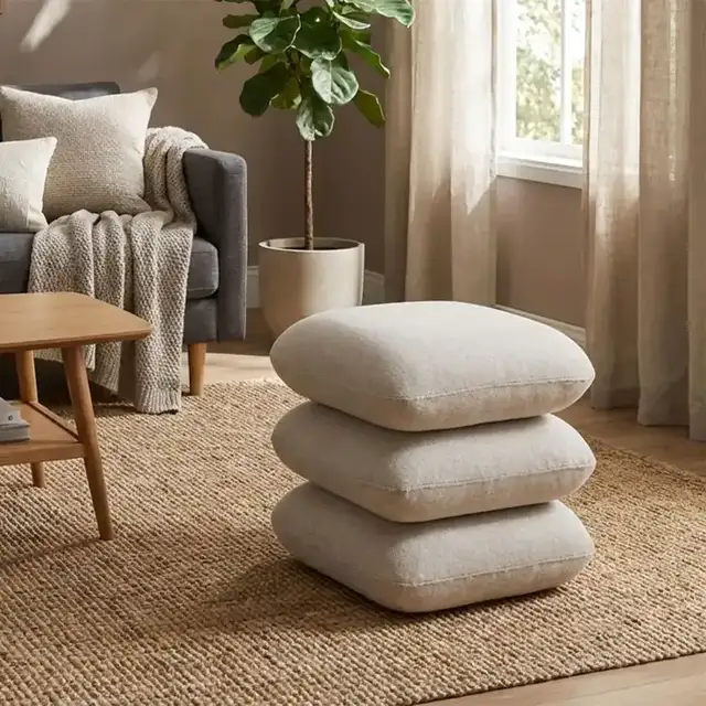 Rylee Square Ottoman in Beige