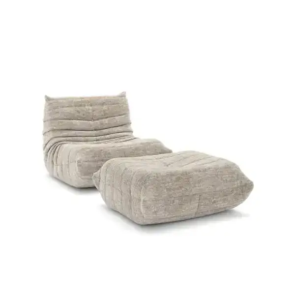 ARMLESS CHAIR & OTTOMAN - BEIGE