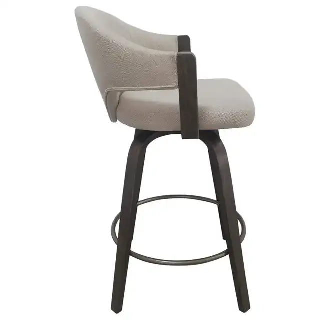 Freya 26" Counter Stool with Swivel, Set of 2 in Toffee and Walnut