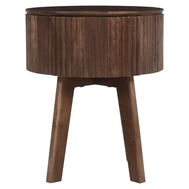 Balark Round 1 Drawer Accent Table in Walnut
