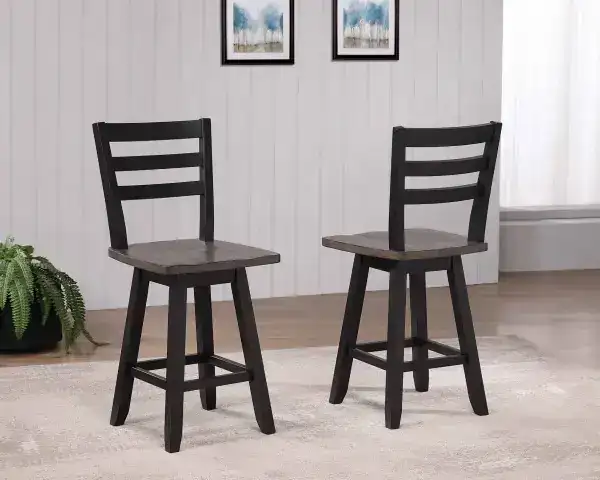 COUNTER STOOL, SET OF 2 - OAK/DARK GREY
