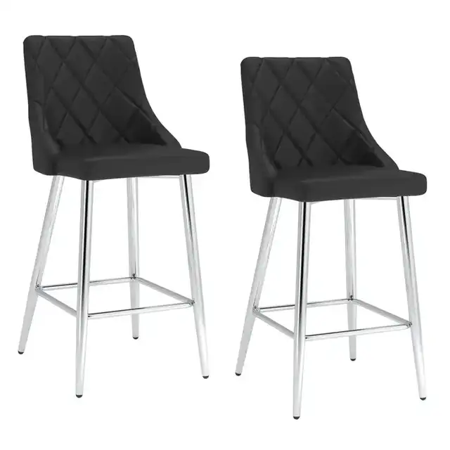 Devo 26" Counter Stool, Set of 2 in Black and Chrome