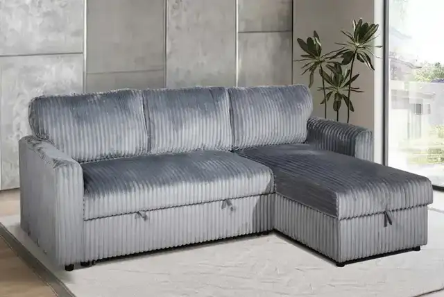 IF 9025 - Sofabed Sect. w/ Rev. Chaise (Grey Fabric)