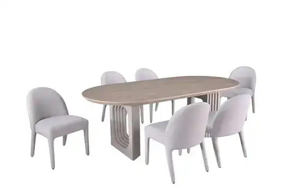7-PIECE DINING SET - BEIGE