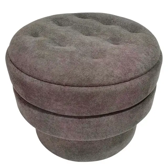 Kepler Round Storage Ottoman in Warm Charcoal